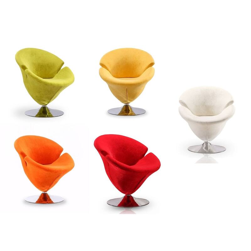 Tulip Swivel Accent Chair Set of 5 in Multi Color White, Orange, Yellow, Green and Red - Multi