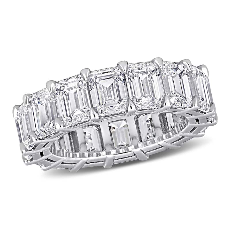 Miadora 11 1/3ct TDW Certified Emerald-Cut Diamond Eternity Ring in 18k White Gold