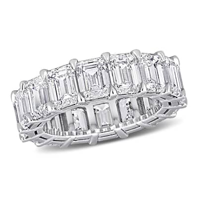 Miadora 11 1/3ct TDW Certified Emerald-Cut Diamond Eternity Ring in 18k White Gold