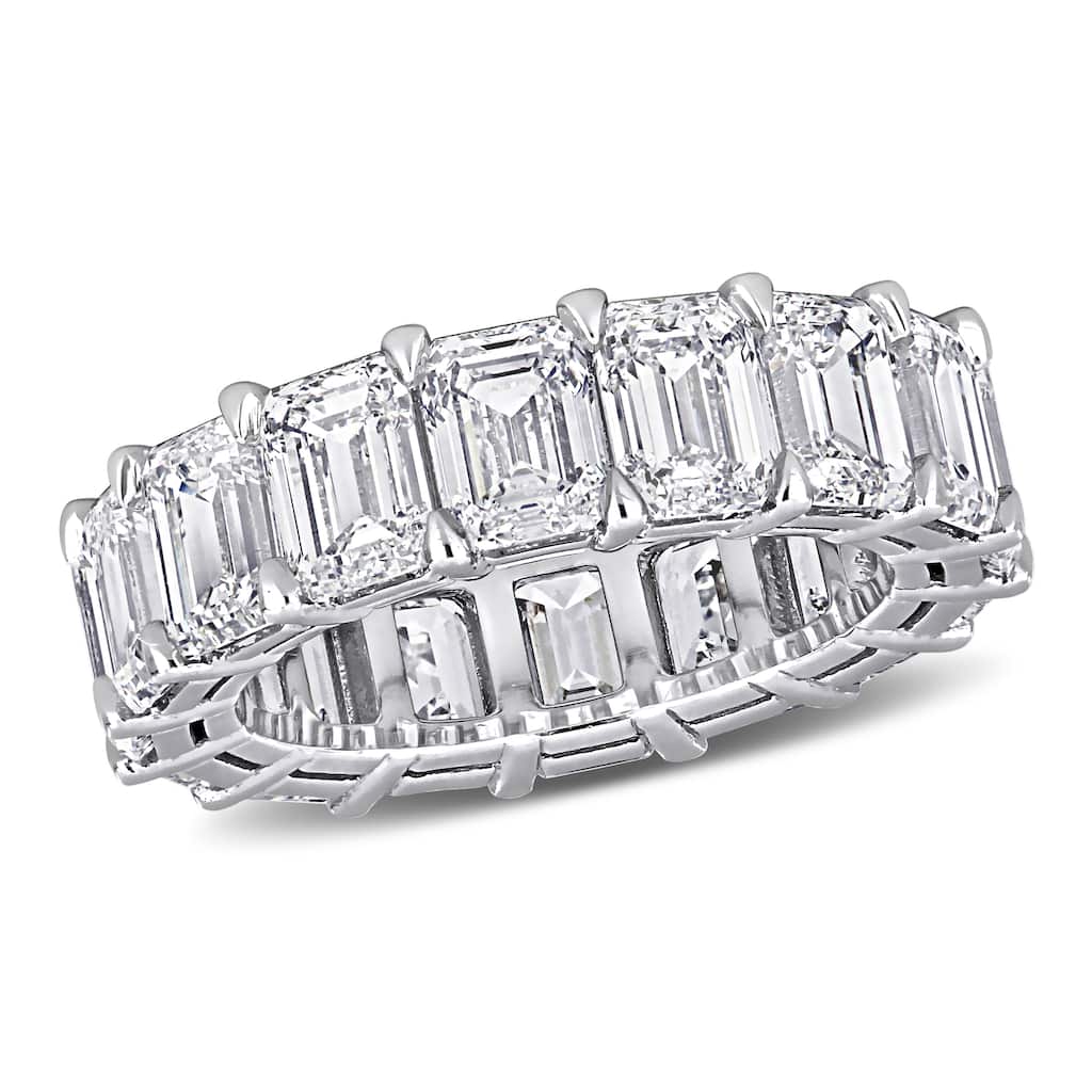 Miadora 11 1/3ct TDW Certified Emerald-Cut Diamond Eternity Ring in 18k White Gold