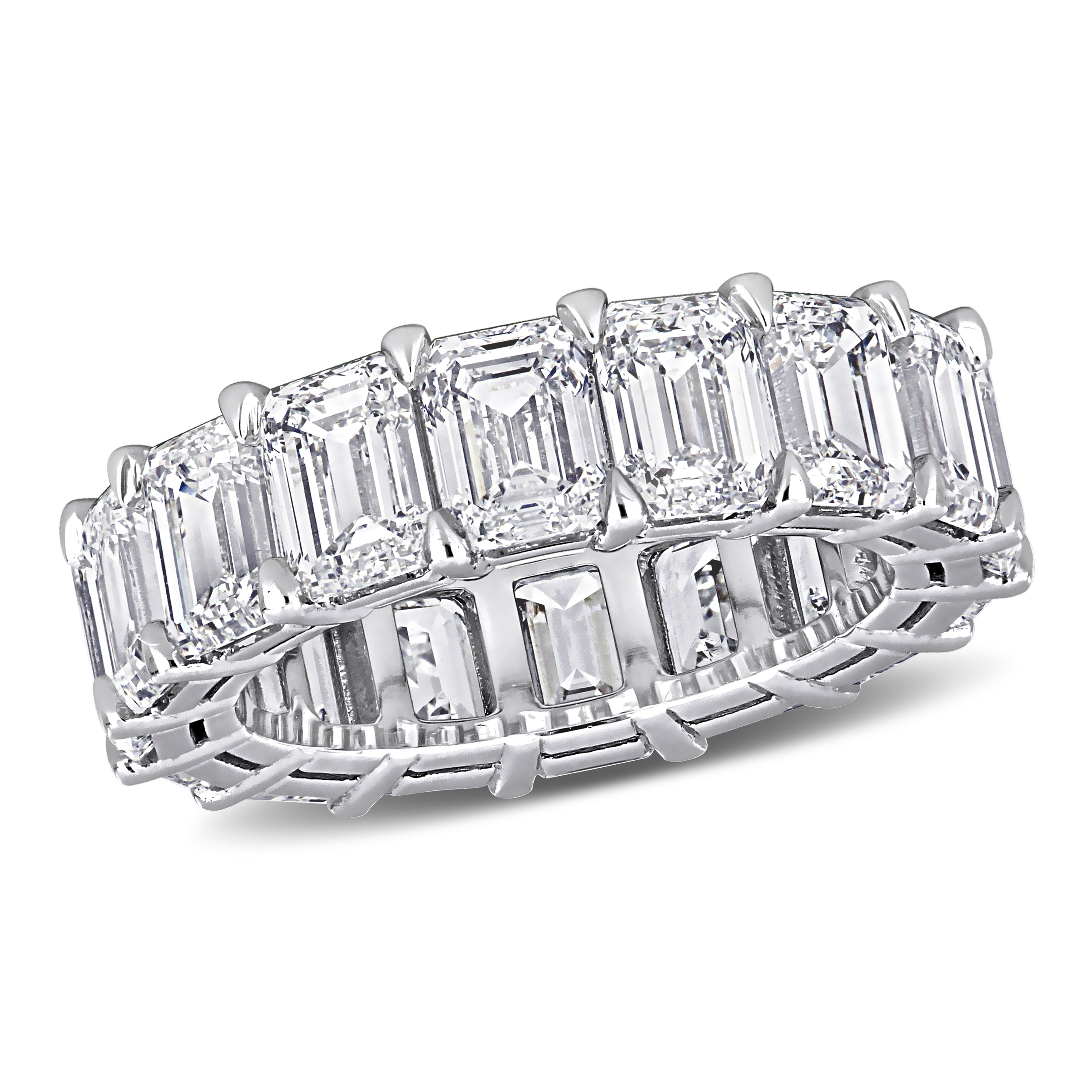 Miadora 11 1/3ct TDW Certified Emerald-Cut Diamond Eternity Ring in 18k White Gold