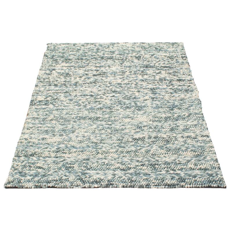 ECARPETGALLERY Braid weave Sienna Teal Wool Rug - 4'10 x 6'11