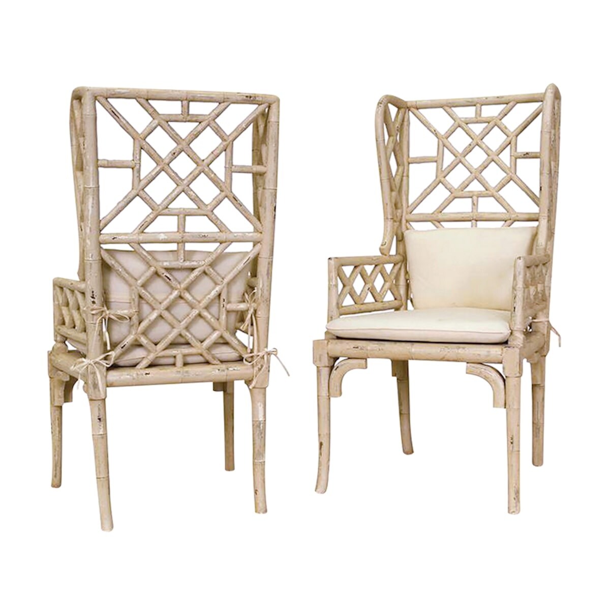 Guildmaster 657530pcr Bamboo 47 Tall Two Piece Mahogany Chair Set Cream Overstock 17135451