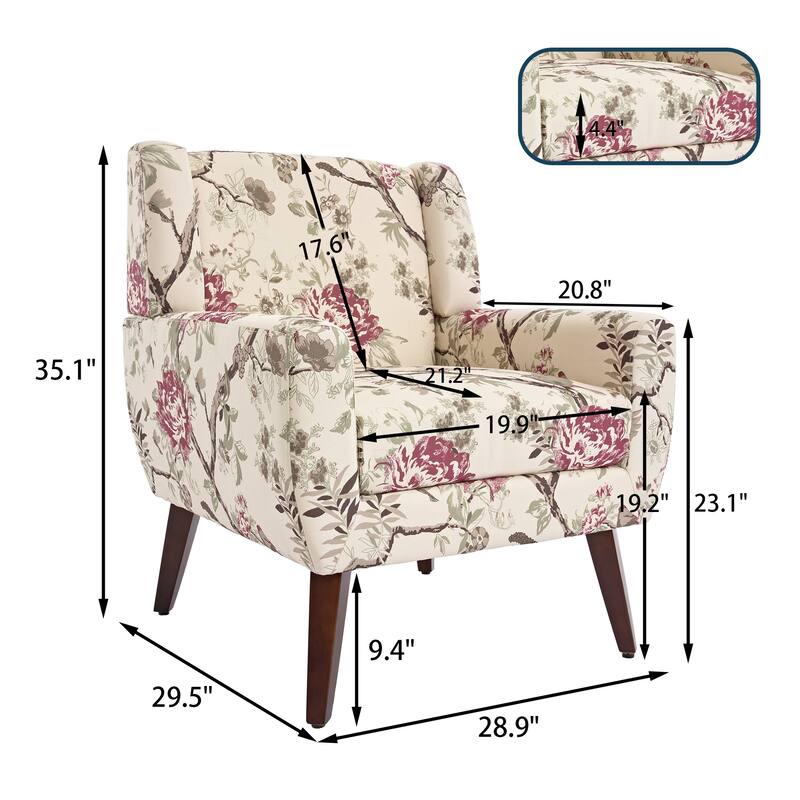 Cotton/ Linen Look Fabric Modern Accent Chair Armchair