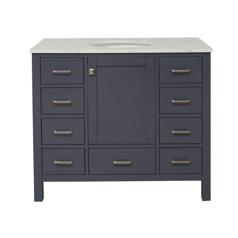 KitchenBathCollection Horizon 42" Bathroom Vanity with Engineered Carrara Top