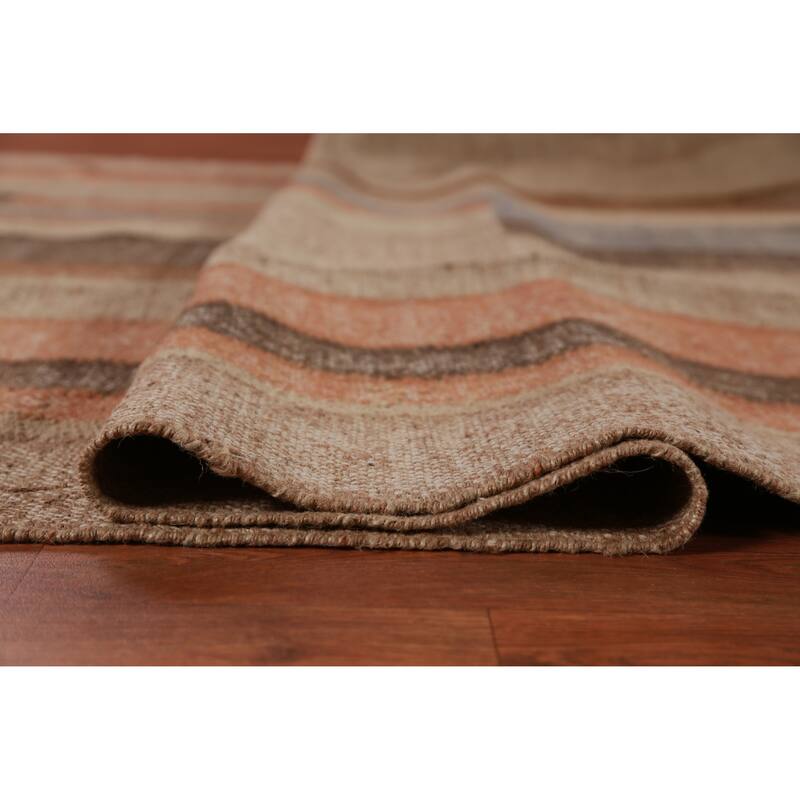 Hand Woven Oriental 100% Jute Carpet Southwestern Modern Beige & Ivories Kilim Area Rug - 9' 9'' X 8' 2''