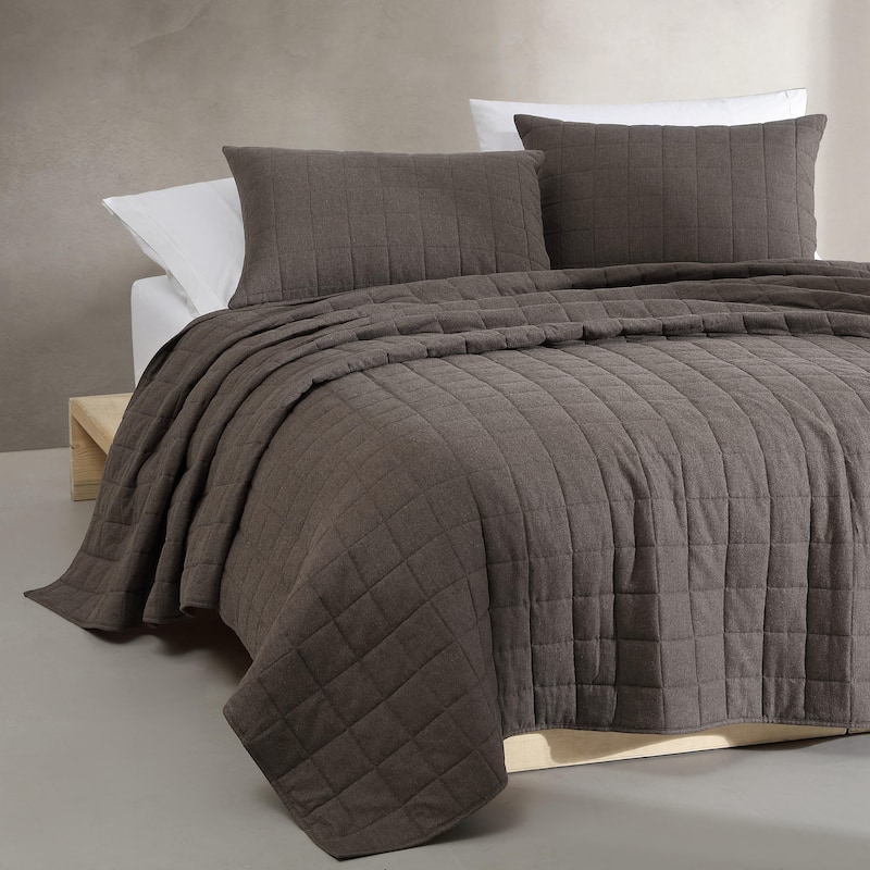 Calvin Klein Melange Cotton Flannel Solid Reversible Quilt