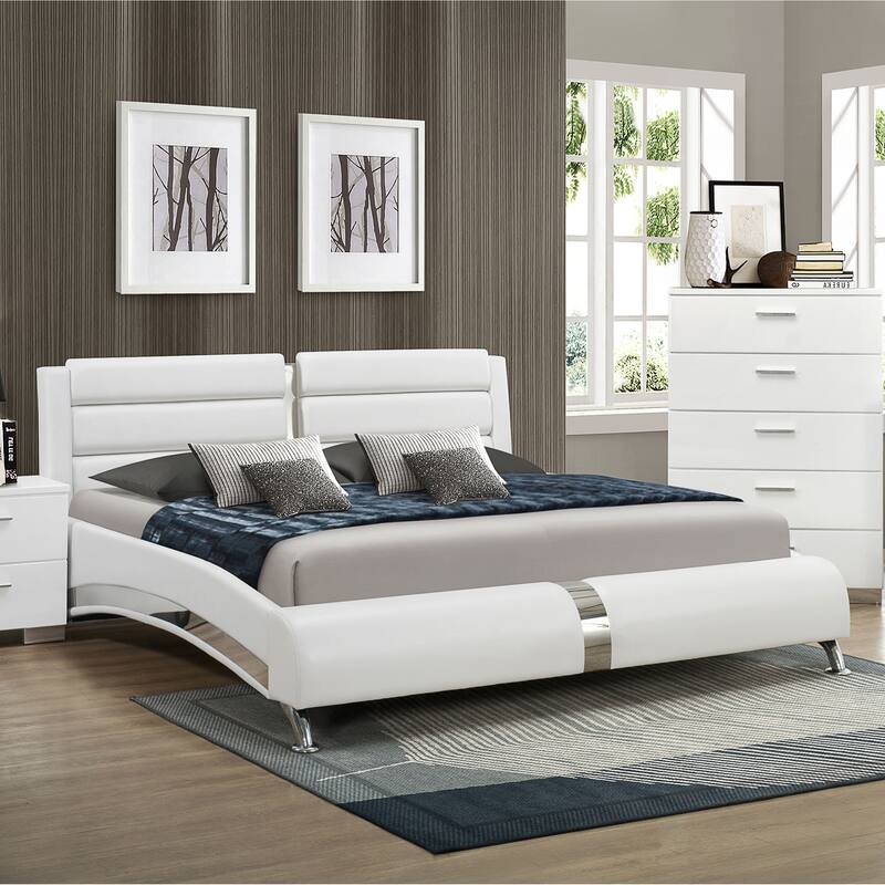 Jeremaine Contemporary Upholstered Sleigh Bed Black