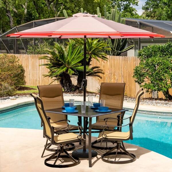 black and white chevron patio umbrella 10' Round Sunbrella Black and White Cabana Stripe Outdoor Patio Umbrella with Black Metal Frame
