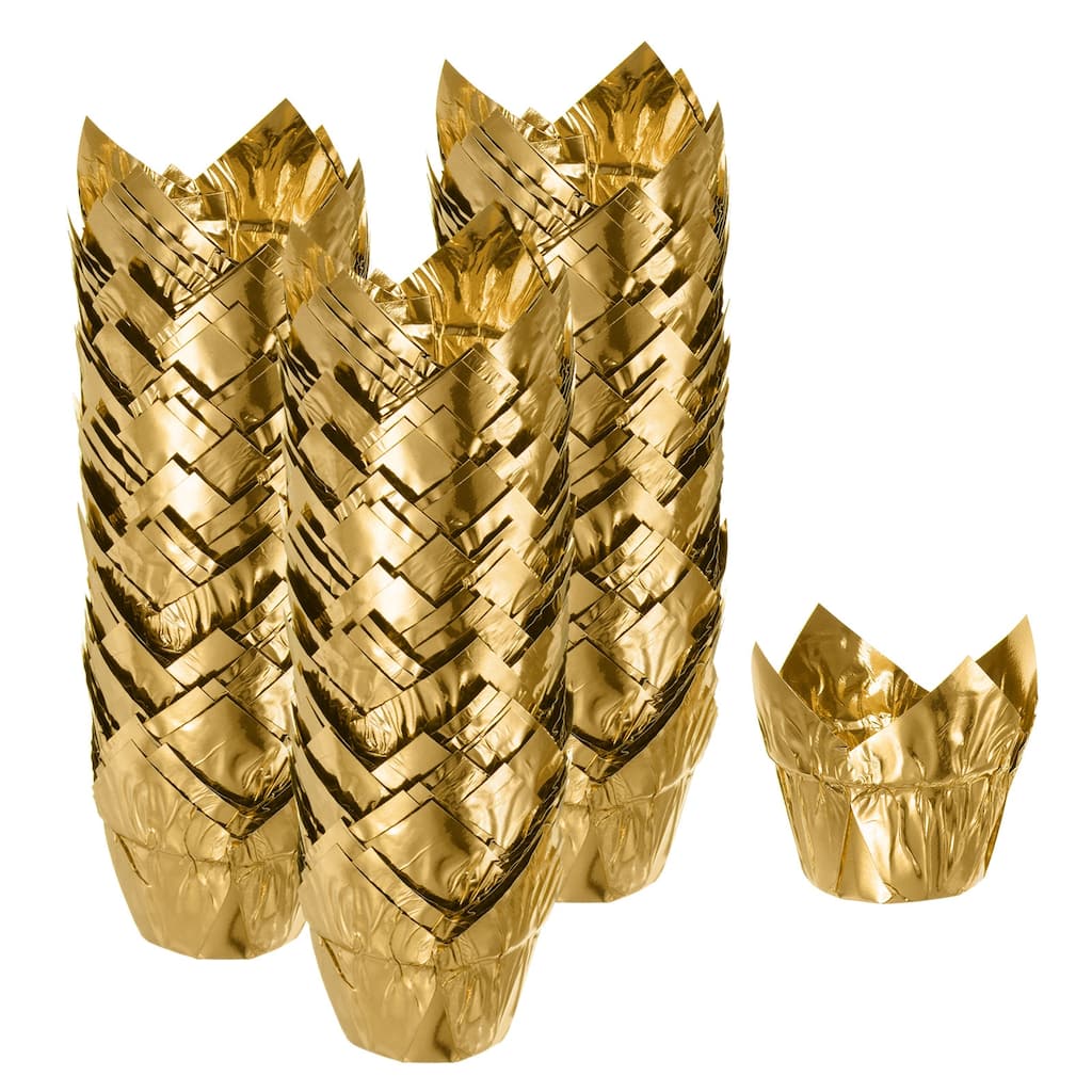 150Pcs Tulip Cupcake Liners Standard Aluminum Foil Baking Cups