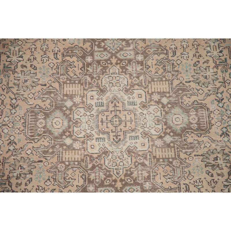 Hand Knotted Oriental 100% Wool Carpet Traditional Medallion Peach Tabriz Area Rug - 9' 9'' X 6' 5''