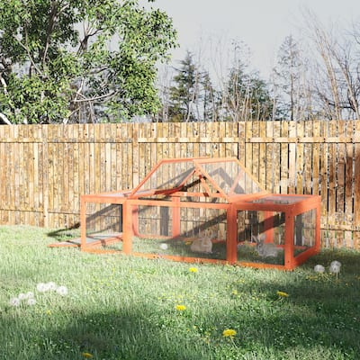Small Pet Cage with Wheels, Shelf Storage and Two Access Doors - 70.75" L x 35.5" W x 19" H