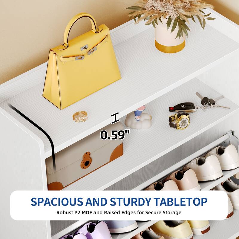 Moasis Shoe Storage Cabinet with 2 Flip Drawers Shoe Rack with Metal Legs