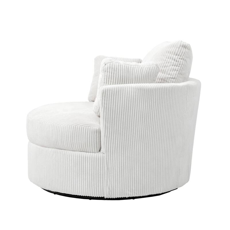 Indoor Corduroy Swivel Chair with Pillows