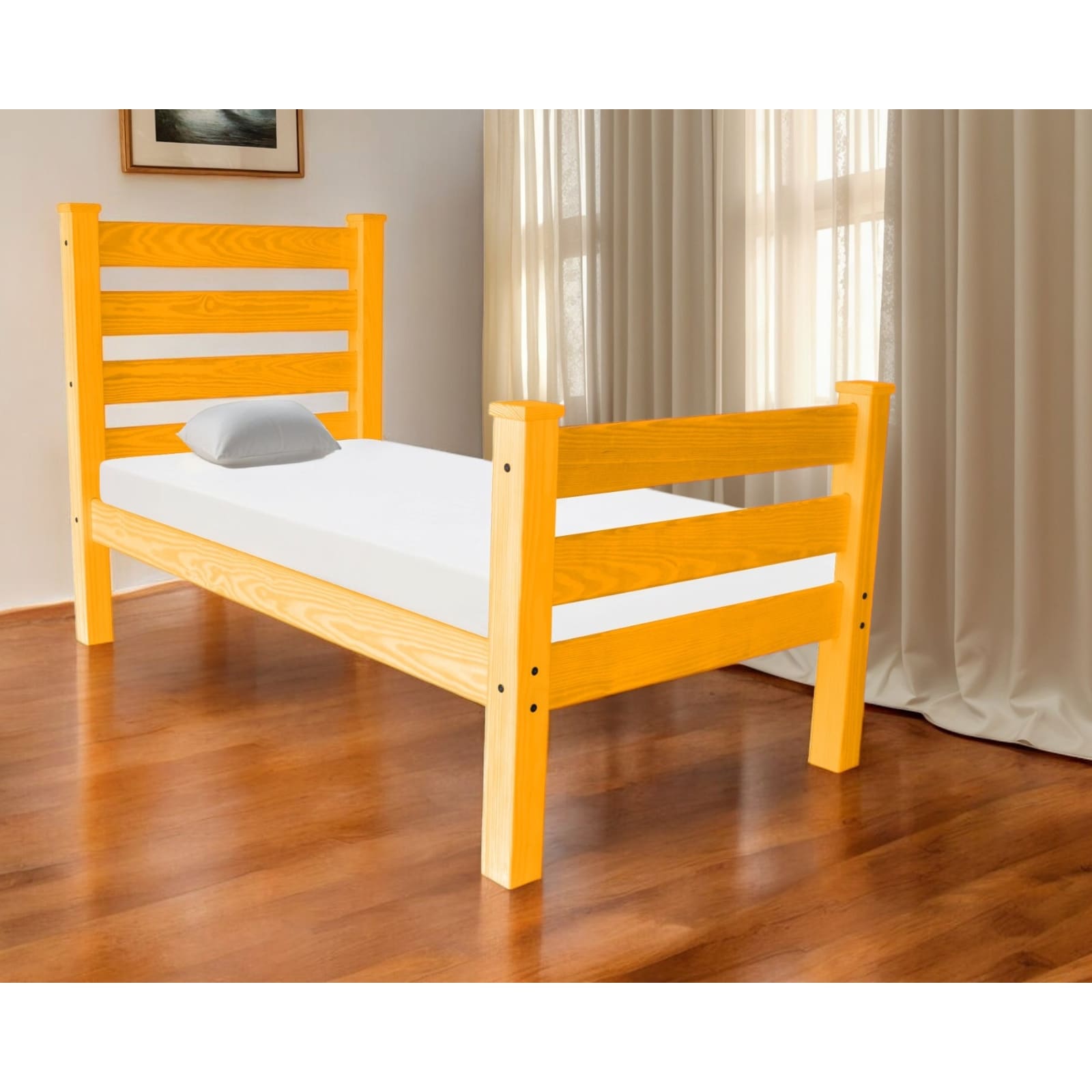 HomeRoots Orange Solid Wood Twin Bed Frame