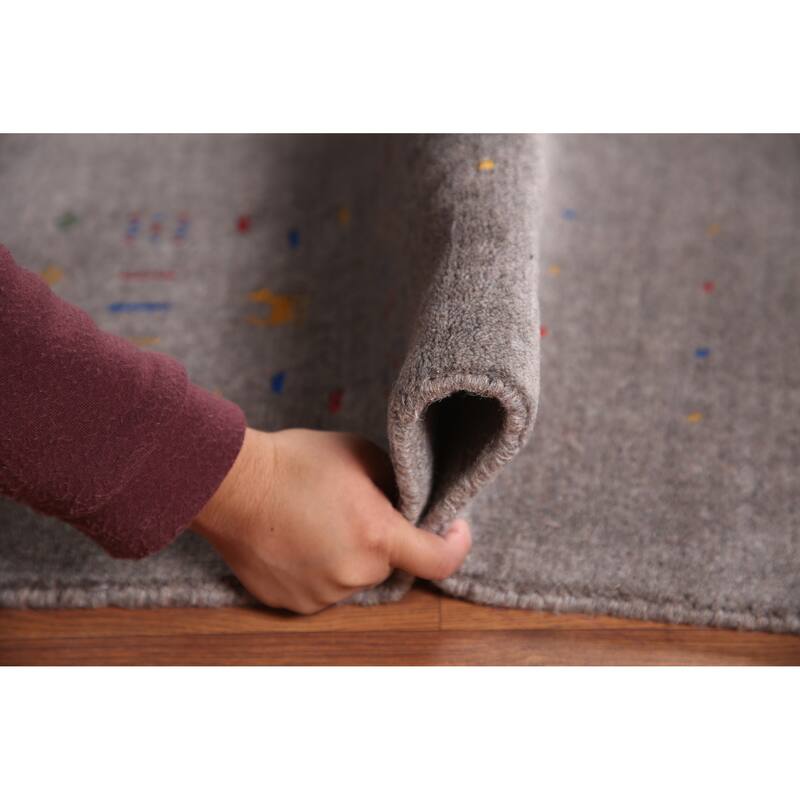 Gray Tribal Gabbeh Oriental Handmade Wool Carpet - 9'0" x 12'0"