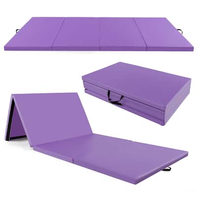 Gymax 10' x 4' x 2'' 4-Panel Folding Exercise Mat w/ Carrying Handles