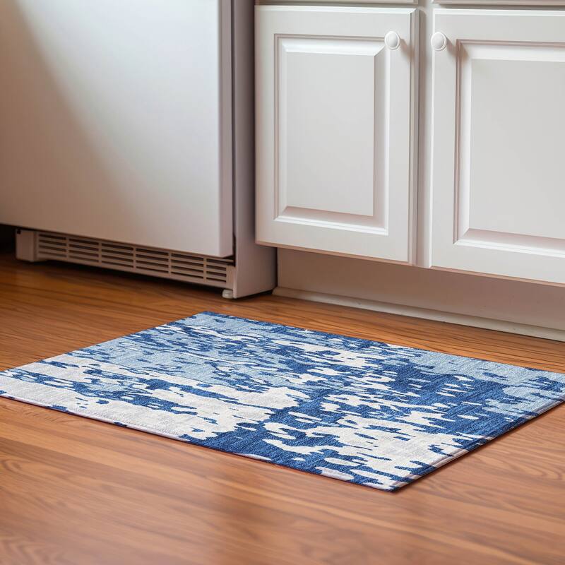 Premium Washable Super Soft Contemporary Glam Mayfield Rug - Navy - 1'8" x 2'6"