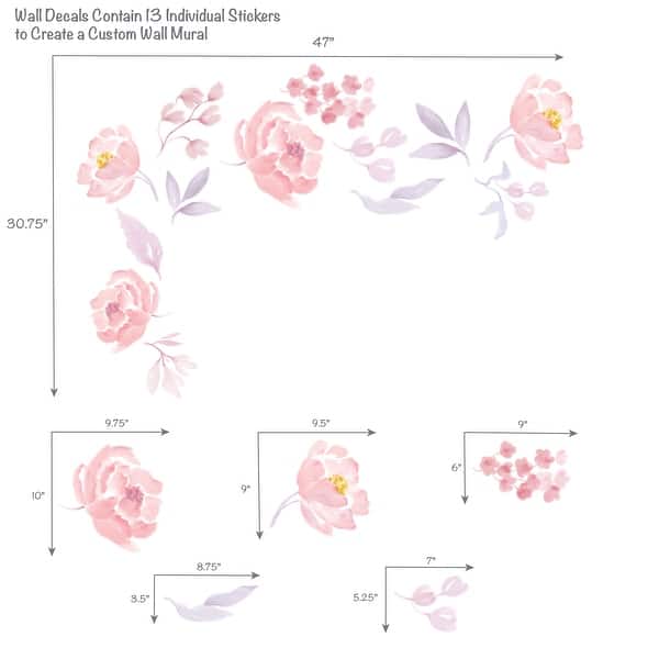 Bedtime Originals Lavender Floral Pink/Purple Wall Decals / Stickers