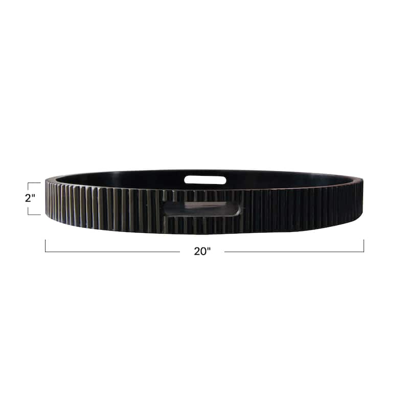 Resin Pleated Tray with Handles - 20.0"L x 20.0"W x 2.0"H - 20.0"L x 20.0"W x 2.0"H