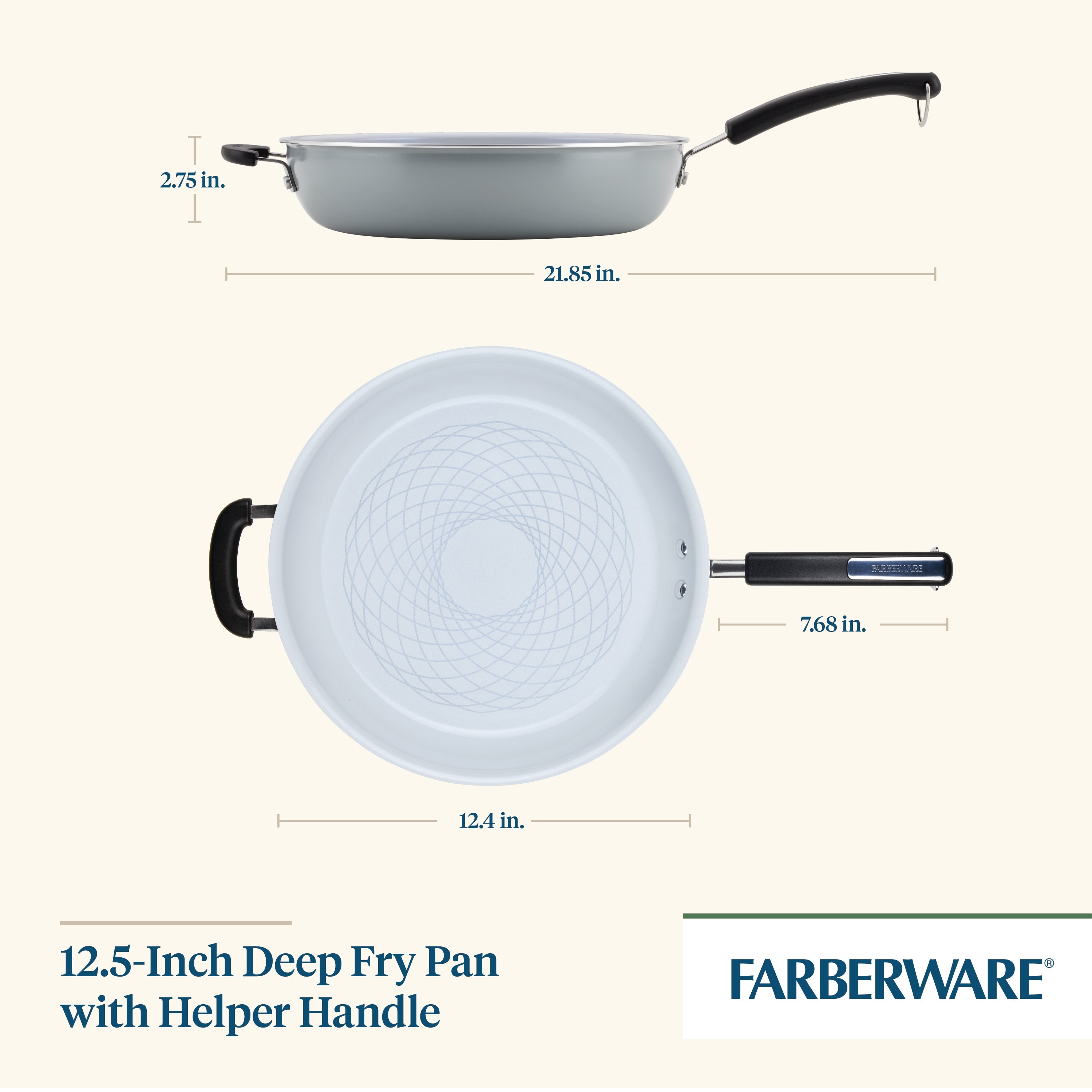 12.5 Nonstick Deep Fry Pan with Helper Handle