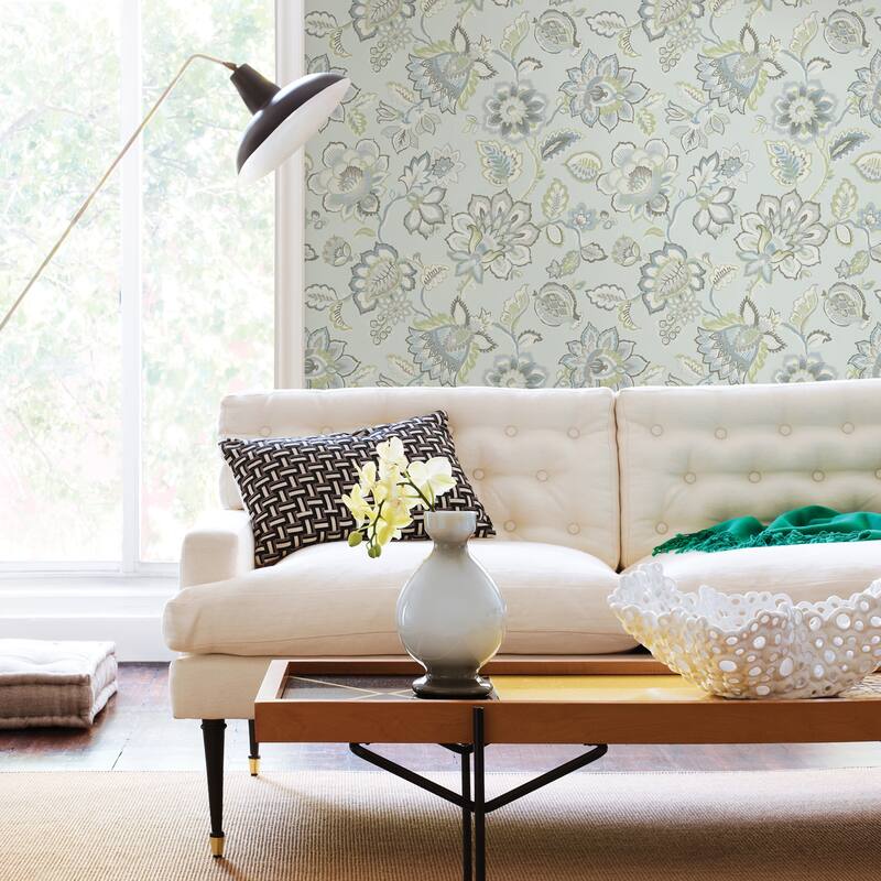A-Street Prints Corona Light Blue Jacobean Wallpaper