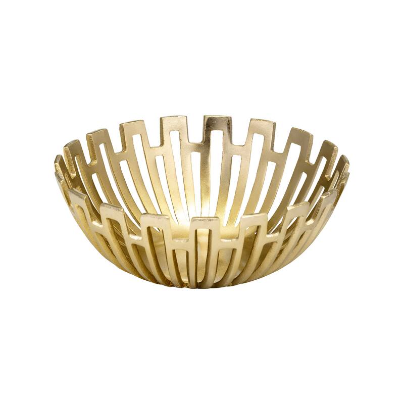 Set of 3 Metal Bowls Contemporary Abstract Glam Coastal Cut-Out Metallic Gold Bowl Set 11", 14", 16" Decorative Bowls