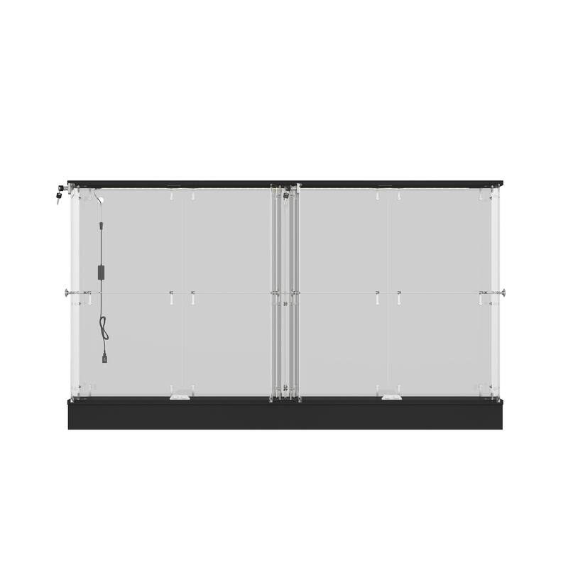 Black Bookcase Glass Display Cabinet with LED Lights, Modern Storage Showcase for Bags, Shoes, Liquor & Collectibles