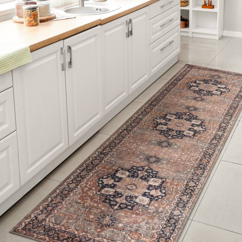 JONATHAN Y Marrakesh Ornate Medallion Machine Washable Area Rug