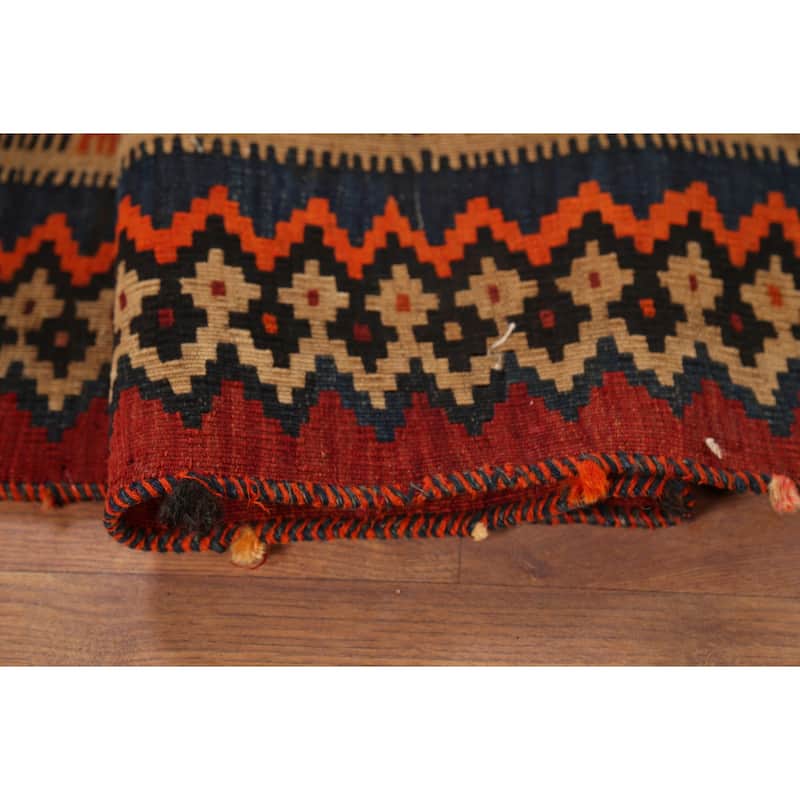 Kilim Qashqai Nomadic Persian Antique Rug Hand-Woven Wool Carpet - 5'0"x 6'7"