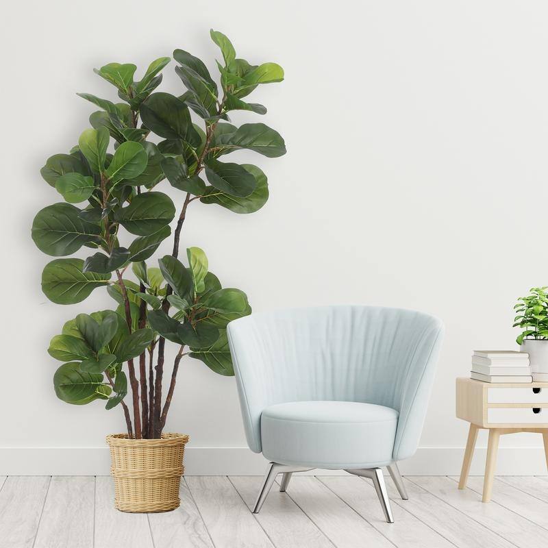 4Ft/5Ft Artificial Fiddle Leaf Fig Tree, Faux Plant for Indoor Outdoor Office