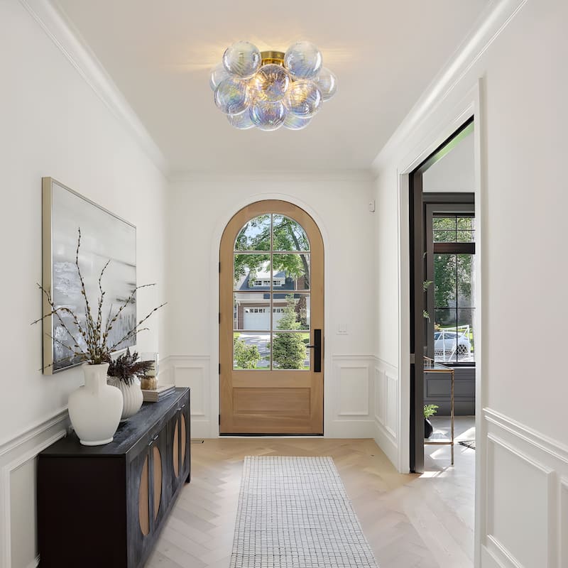 Starsky 3-Light 18in. Contemporary Glass Bubble Semi Flush Mount