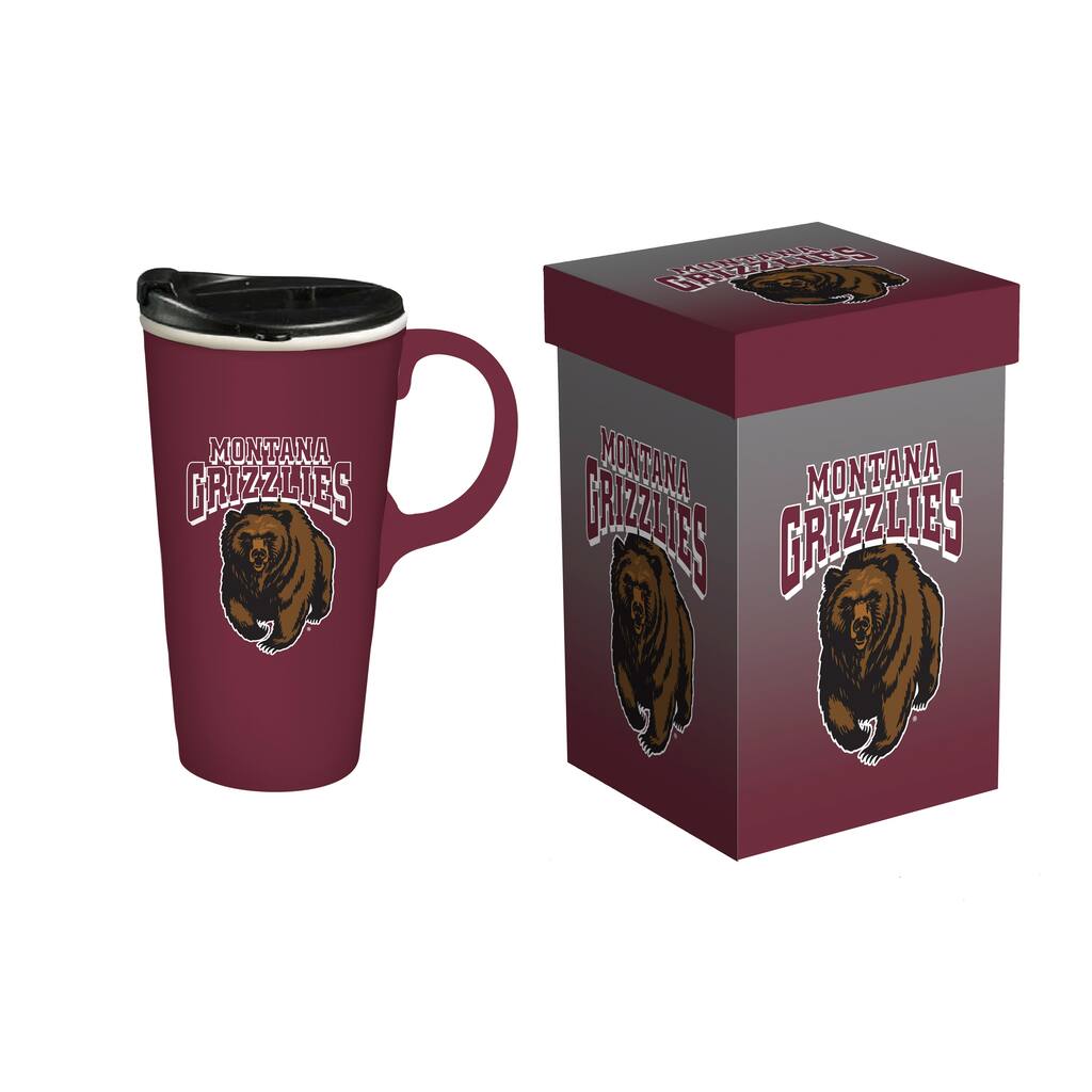 University of Montana, 17 oz Ceramic Travel Latte Cup w/ Gift Box