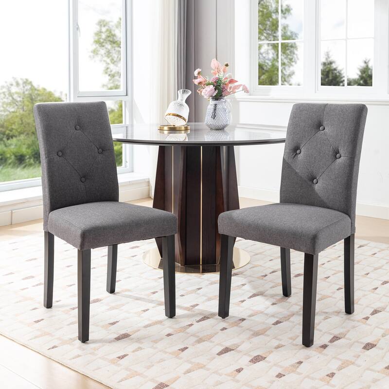 Javlergo Upholstered Dining Chairs Set of 2, Fabric or Faux Leather Dining Room Chair with Metal Legs