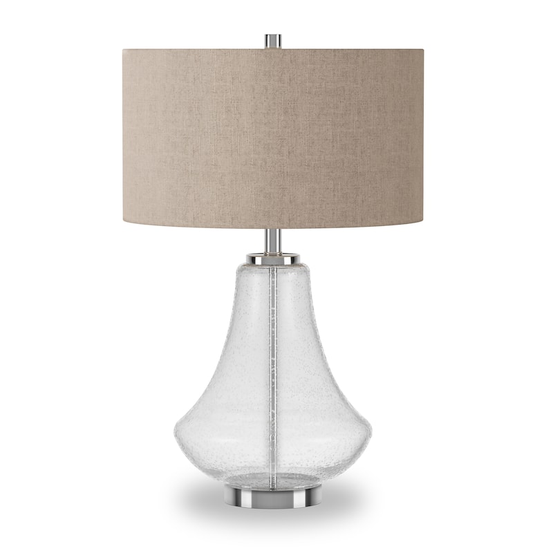 The Gray Barn Eastern Shore Farmhouse Table Lamp in Seeded Glass with Flax Shade