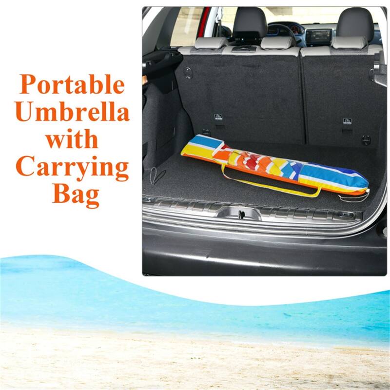 Large 7.2 ft Beach Umbrella with Adjustable Tilt and Sun Protection and Sturdy 8-Rib Frame - 7.2'Dia x 7.2'H