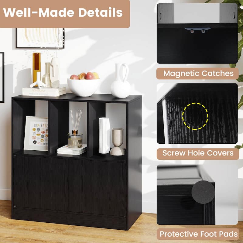 Costway 1/2 PCS Cube Bookcase with Doors, Open Compartments & Cabinet, - See Details