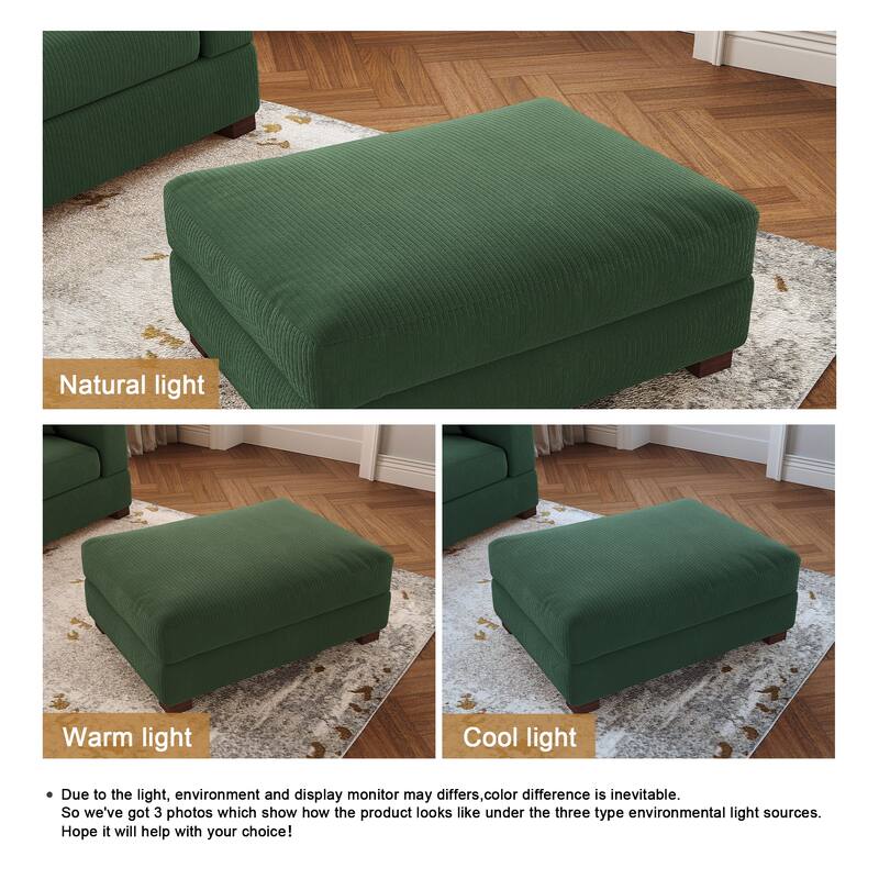 Modern Rectangle Oversized Stripe Corduroy Ottoman