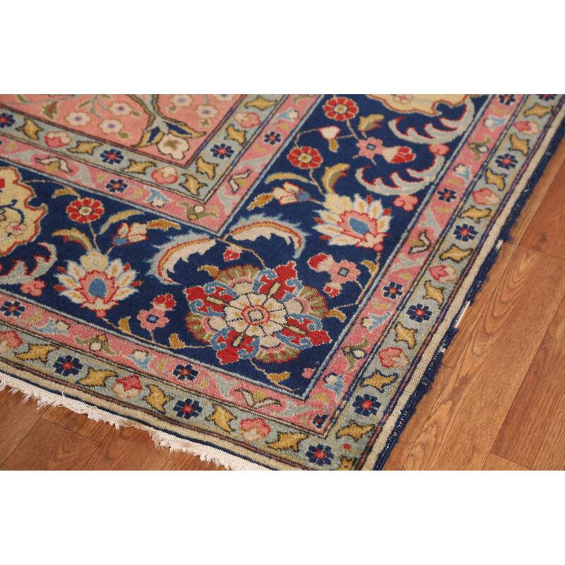 Hand Knotted Oriental 100% Wool Carpet Traditional Medallion Beige & Ivories Tabriz Area Rug - 12' 11'' X 10' 0''