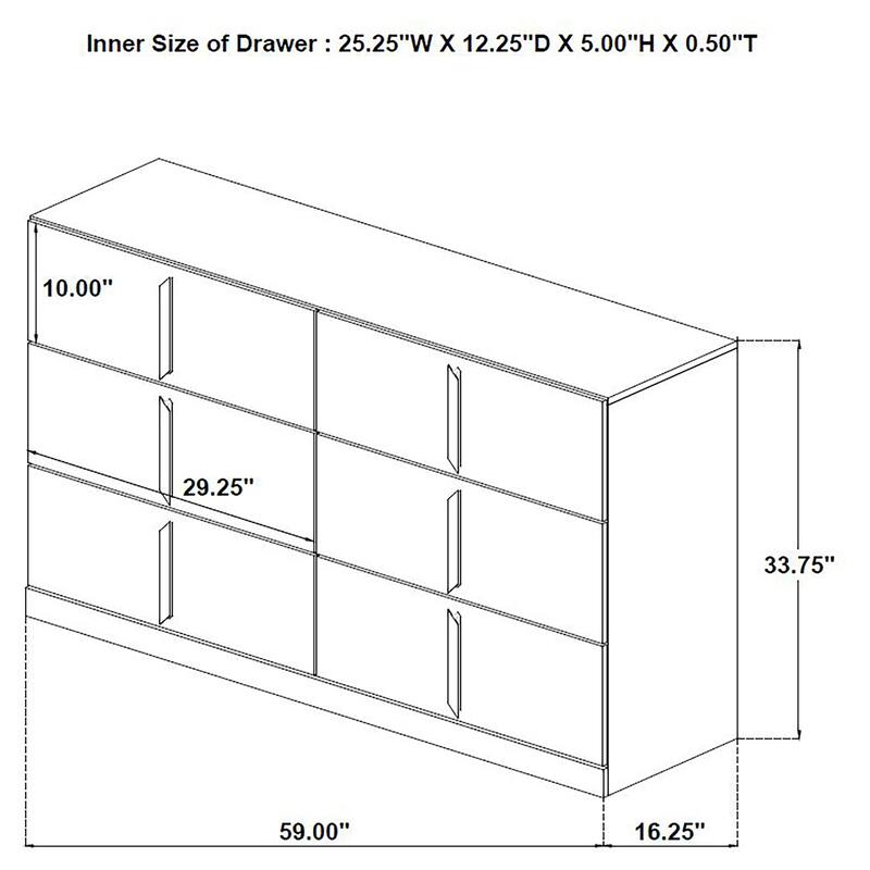Ines 6-drawer Bedroom Dresser with Mirror White High Gloss