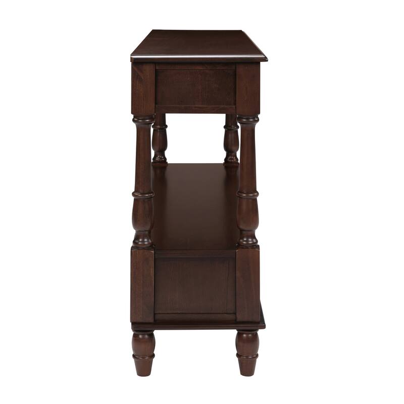 Vintage 54" Solid Wood Console Table with 6 Drawers and Shelf