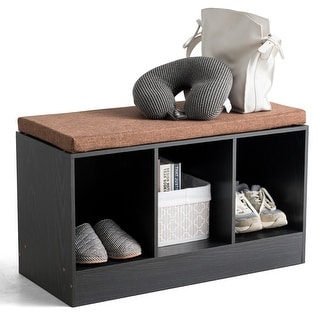 Shop Costway 3 Cube Storage Box Organizer Shoe Bench W Padded