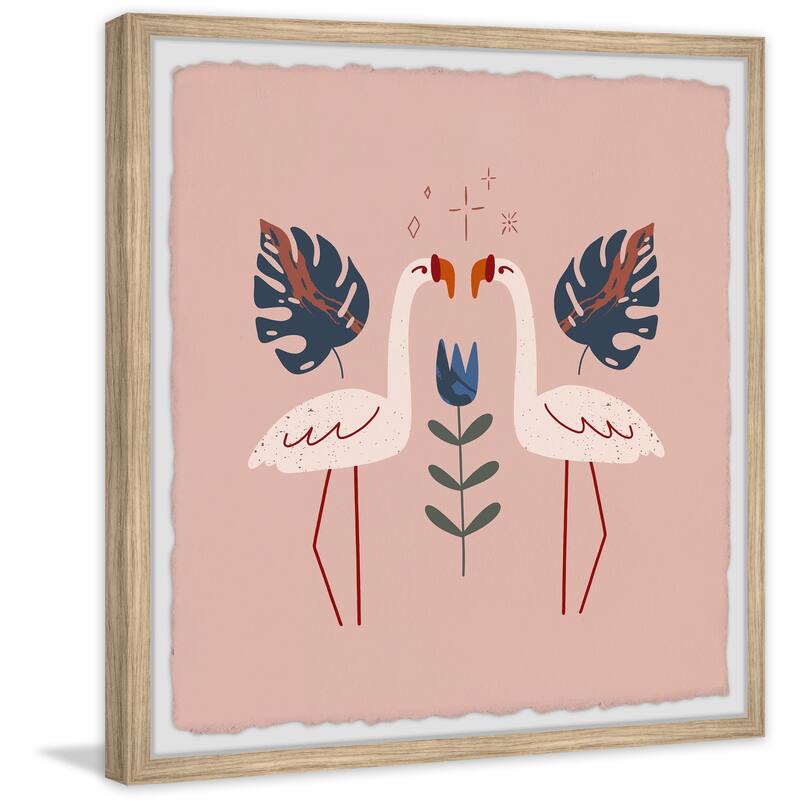 Flamingo Pair Framed Wall Art, Elegant Home Touch - Sophisticated Artwork for Refined Décor