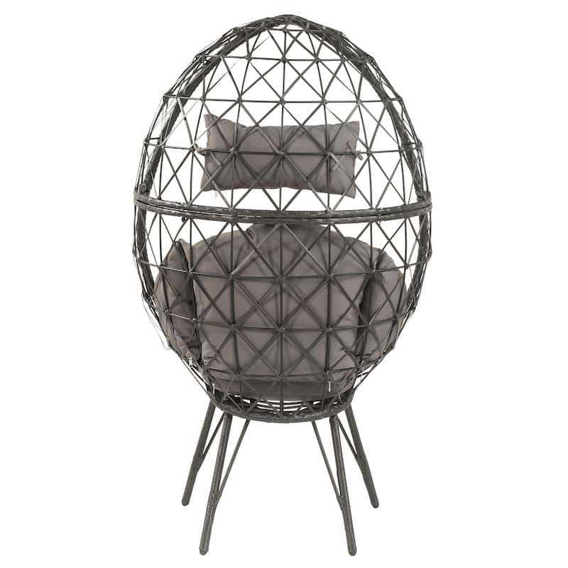 Montego Light Grey and Black Patio Chair with Upholstered Custhion