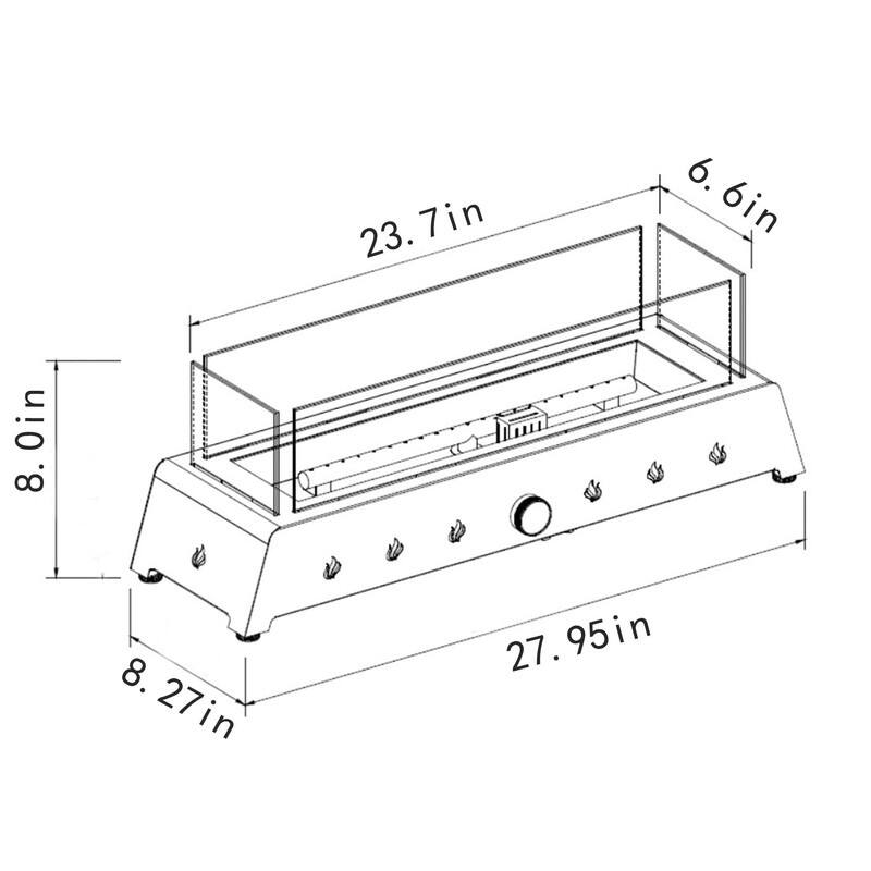 28" Propane Gas Fire Pits, 50000 BTU Rectangular Steel Fire Pit