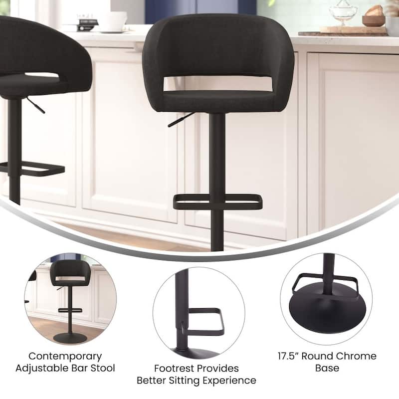 Modern Upholstered Adjustable Height Swivel Barstool with Footrest