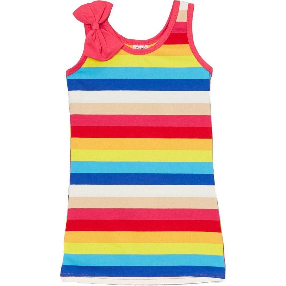 Shop Wenchoice Little Girls Multi Color Rainbow Striped Bow Sleeveless Dress Overstock 28295000
