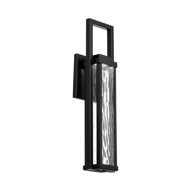 Revere 20in LED Indoor or Outdoor Wall Lantern 3000K with Seeded Hammered Glass in Black