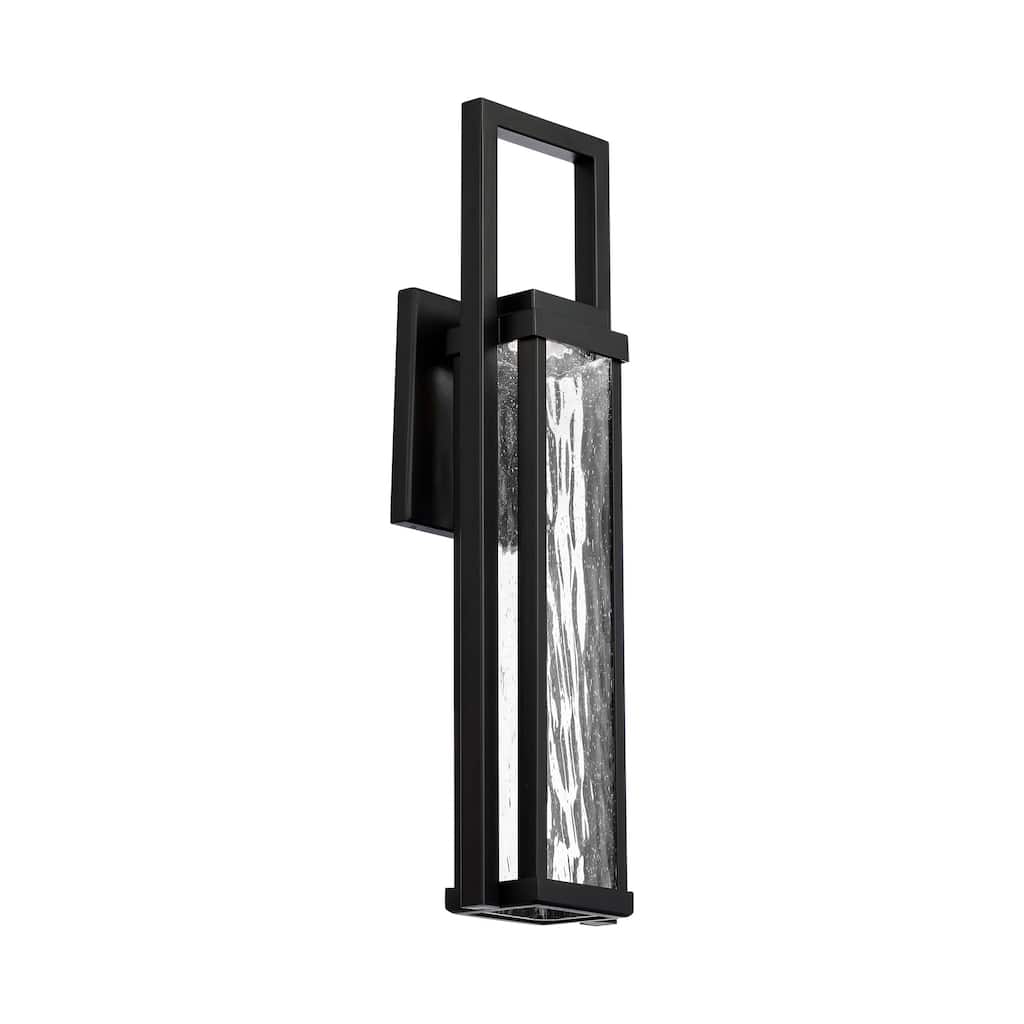 Revere 20in LED Indoor or Outdoor Wall Lantern 3000K with Seeded Hammered Glass in Black