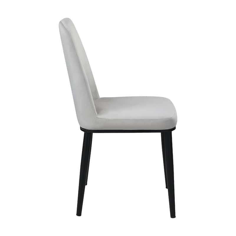 Black/Gray Velvet Upholstered Metal Frame Dining Chair, Set of 2, Sturdy Dining Chair for Dining Rooms - 15.5